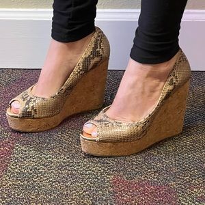 Jimmy Choo Embossed Leather Wedges